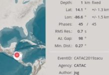 Temblor de 4.1 grados en Yuscarán, El Paraíso