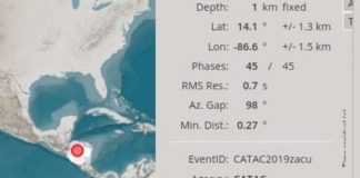 Temblor de 4.1 grados en Yuscarán, El Paraíso
