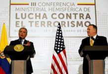 Pompeo anuncia 1 millón de dólares para ayudar a policías colombianos heridos