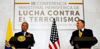 Pompeo anuncia 1 millón de dólares para ayudar a policías colombianos heridos