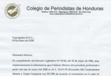 Colegio de Periodistas de Honduras anuncia nuevo salario mínimo para el 2020