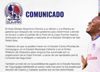 Final de Copa Premier se jugará en Estadio Olímpico de SPS