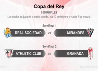 Real Sociedad-Mirandés y Athletic-Granada, semifinales de la Copa del Rey