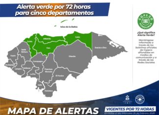 Copeco declara alerta verde en cinco departamentos de Honduras por frente frío