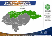 Copeco emite Alerta Verde en 6 departamentos de Honduras por lluvias