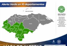 Copeco decreta Alerta Verde por 72 horas en 10 departamentos de Honduras
