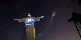 El Cristo Redentor «se pone» la máscara para concienciar contra el COVID-19