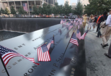 Inauguran monumento hecho con riel de estación del 11-S