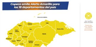 Por Disturbio Tropical: Copeco emite Alerta Amarilla para los 18 departamentos del país