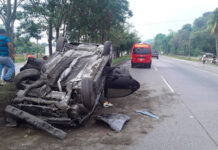 Volcamiento de vehículo turismo deja una persona lesionada en Choloma