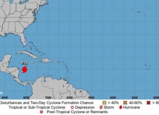 Eta Ciclón se intensificó a Huracán categoría 1