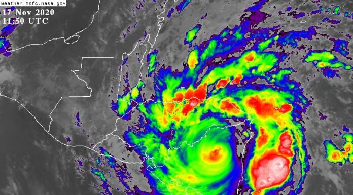 Pese a que el huracán Iota es categoría 1 las lluvias serán peligrosas y mortales