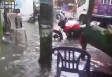 Fuertes lluvias dejan inundadas las calles de la ceiba esta tarde según reportes de los ciudadanos