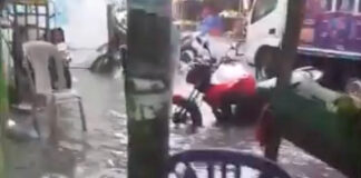 Fuertes lluvias dejan inundadas las calles de la ceiba esta tarde según reportes de los ciudadanos