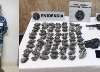 Agentes policiales detienen a dos integrantes de la Mara Salvatrucha en posesión de arma de fuego y droga