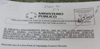Requerimiento Fiscal por extravío de 14 kilos de cocaína