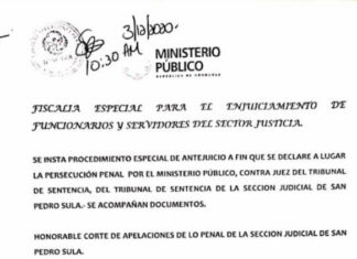 MP promueve Antejuicio en contra de Jueza de Sentencia de San Pedro Sula