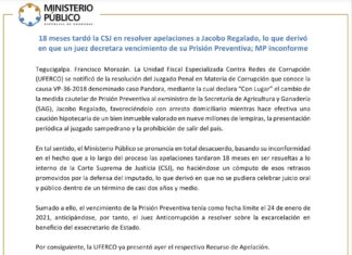 18 meses tardó la CSJ en resolver apelaciones a Jacobo Regalado, lo que derivó en que un juez decretara vencimiento de su Prisión Preventiva; MP inconforme