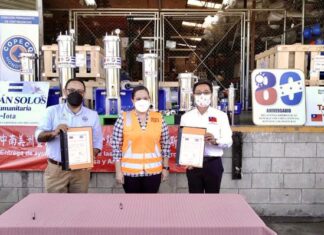 Cámara de Comercio Taiwanés de Latinoamérica y América del Norte donan máquinas potabilizadoras de agua para damnificados de Eta y Iota