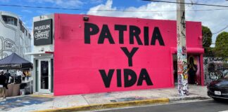 Grafitero cubano de Miami realiza un gran mural con el lema «Patria y Vida»