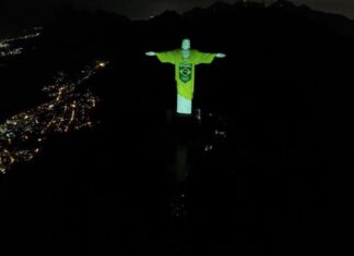 El Cristo Redentor se tiñe de verde y amarillo a los 100 días de Tokio 2020