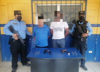Capturan en San Pedro Sula a supuestos integrantes de la mara MS-13 en posesión de armas de fuego y municiones