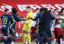 Cinco tarjetas rojas en el partido entre el Mónaco y el Lyon