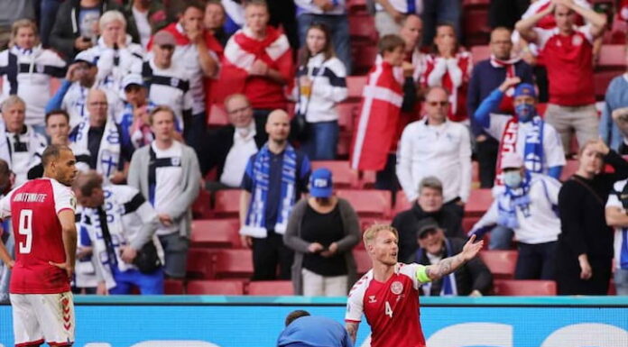 El futbolista Christian Eriksen se desvanece en pleno juego entre Dinamarca vs. Finlandia por la Eurocopa 2021