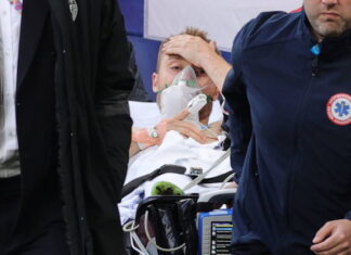 Christian Eriksen se encuentra estable tras ser trasladado al hospital
