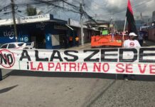 Miembros de sindicatos de la zona norte de Honduras realizan protestas en contra de las ZEDE’s