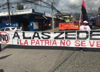 Miembros de sindicatos de la zona norte de Honduras realizan protestas en contra de las ZEDE’s