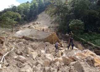 COPECO mantiene monitoreo en deslizamiento de tierra en Las Flores, Lempira
