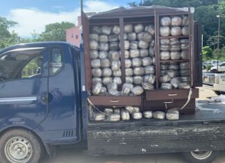 Decomisan paquetes de supuesta marihuana transportada dentro de dos armarios, en El Progreso