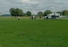 Bomberos aclaran que el helicóptero donde viajaba el presidente Hernández aterrizó sin problemas y sólo llegaron a brindar seguridad