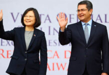 El presidente de Honduras llega a Taiwán para una visita de tres días