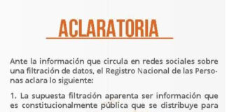 Base de datos no fue violentada asegura el RNP e invita a reclamar el DNI