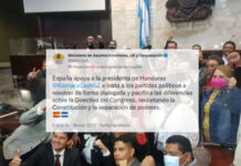 España insta a Honduras resolver diferencias políticas en forma dialogada y respetando separación de poderes