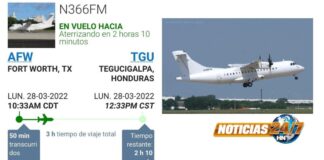Avión del Departamento de Justicia de EE.UU. llega a Tegucigalpa al mediodía