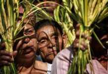 Campesinos llegan con palmas a iglesias hondureñas previo al Domingo de Ramos