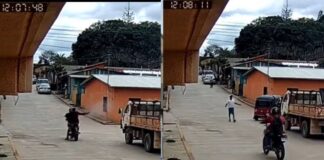 Captan el momento cuando dos sicarios en motocicleta dispararon contra un emprendedor en Olancho