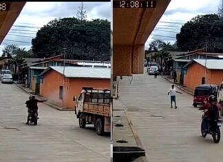 Captan el momento cuando dos sicarios en motocicleta dispararon contra un emprendedor en Olancho
