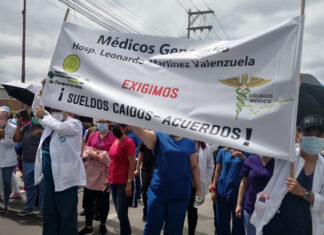 Gremio médico en primera línea de lucha contra Covid-19 suma quinto mes sin salario
