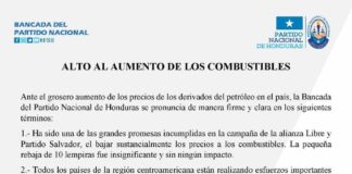 Partido Nacional pide al gobierno eliminar todo impuesto que se aplica a los combustibles