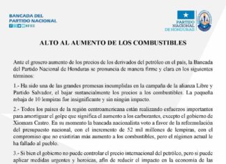 Partido Nacional pide al gobierno eliminar todo impuesto que se aplica a los combustibles