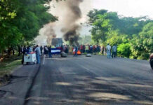 Pobladores de Cedros realizan protesta exigiendo la reparación de carretera