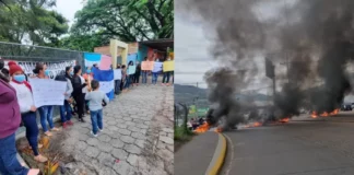 Hondureños protestan en diferentes puntos de la capital exigiendo pavimentación, restitución de maestros y salarios
