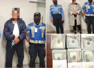 Detienen a una pareja con más de 163 mil dólares y vario celulares en el aeropuerto de Palmerola
