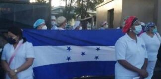 Personal sanitario del hospital Leonardo Martínez de SPS protesta nuevamente por falta de pago