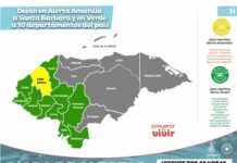 Santa Bárbara sigue en Alerta Amarilla y otros 12 departamentos en Verde