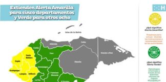 Copeco extiende la Alerta Amarilla para cinco departamentos y Verde para otros ocho